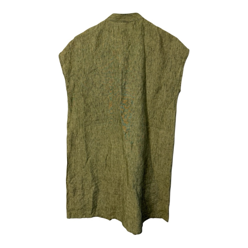 Eileen Fisher Olive Green Linen Shift Dress - Picture 7 of 7
